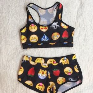 Emoji print bikini set